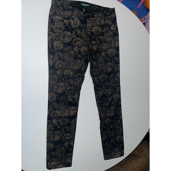 Lauren by Ralph Lauren Denim - Lauren by Ralph Lauren women’s floral black jeans size 4